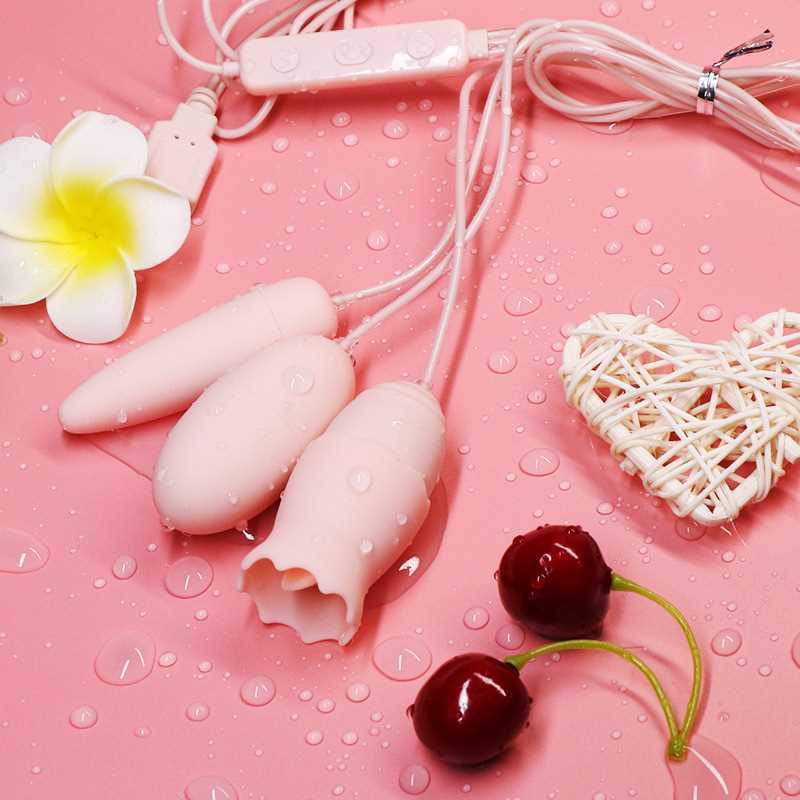 USB Vibrating Egg with Tongue Licking Vibrator, G-spot Vagina Massage, and Clitoris Stimulator