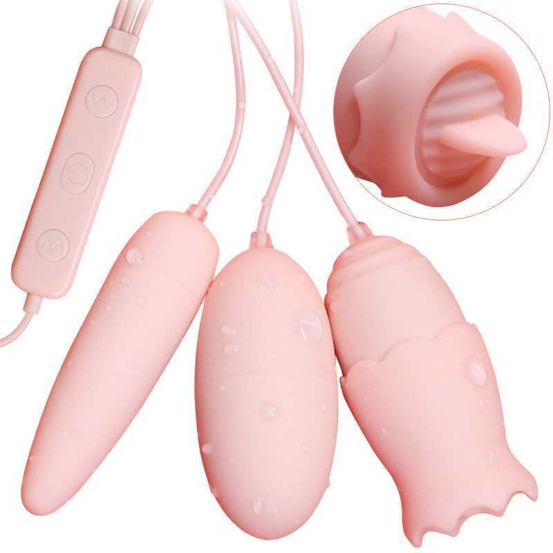 USB Vibrating Egg with Tongue Licking Vibrator, G-spot Vagina Massage, and Clitoris Stimulator