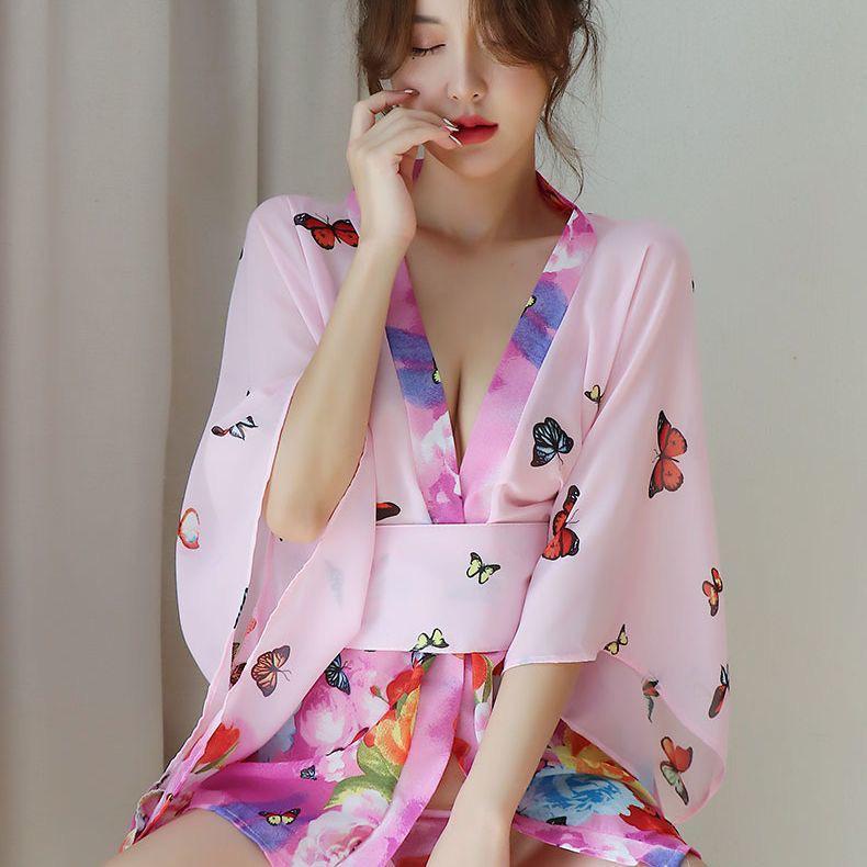Women's Sexy Cosplay Japanese Kimono Traditional Style Yukata Printed Pajamas Costumes
