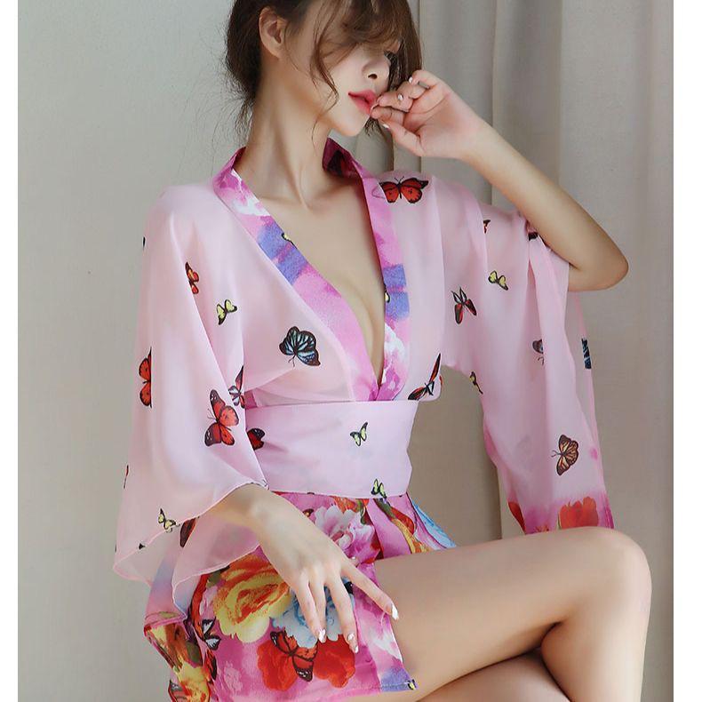 Women's Sexy Cosplay Japanese Kimono Traditional Style Yukata Printed Pajamas Costumes