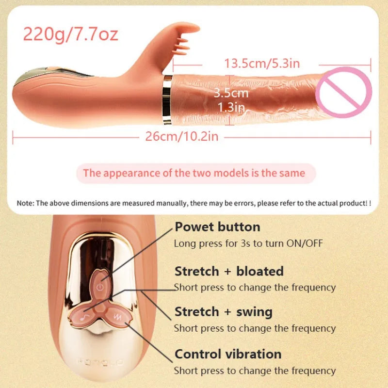 Mizz Zee Lick & Telescopic G-Spot Stimulator Realistic Texture Dildo Vibrator Sensual Toys For Adult