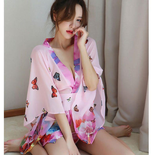 Women's Sexy Cosplay Japanese Kimono Traditional Style Yukata Printed Pajamas Costumes